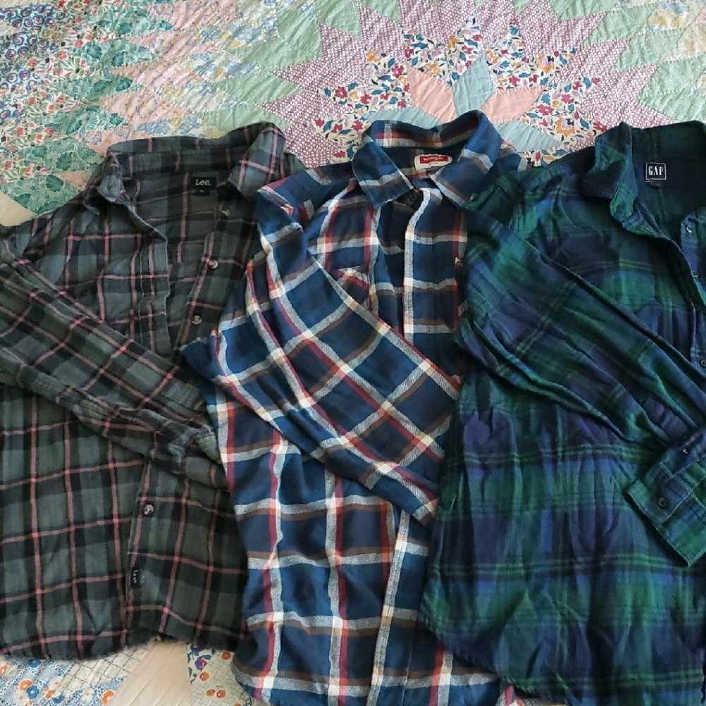 GAP WRANGLER LEE Plaid Shirts - Blue, Green, Red L XL XXL womens